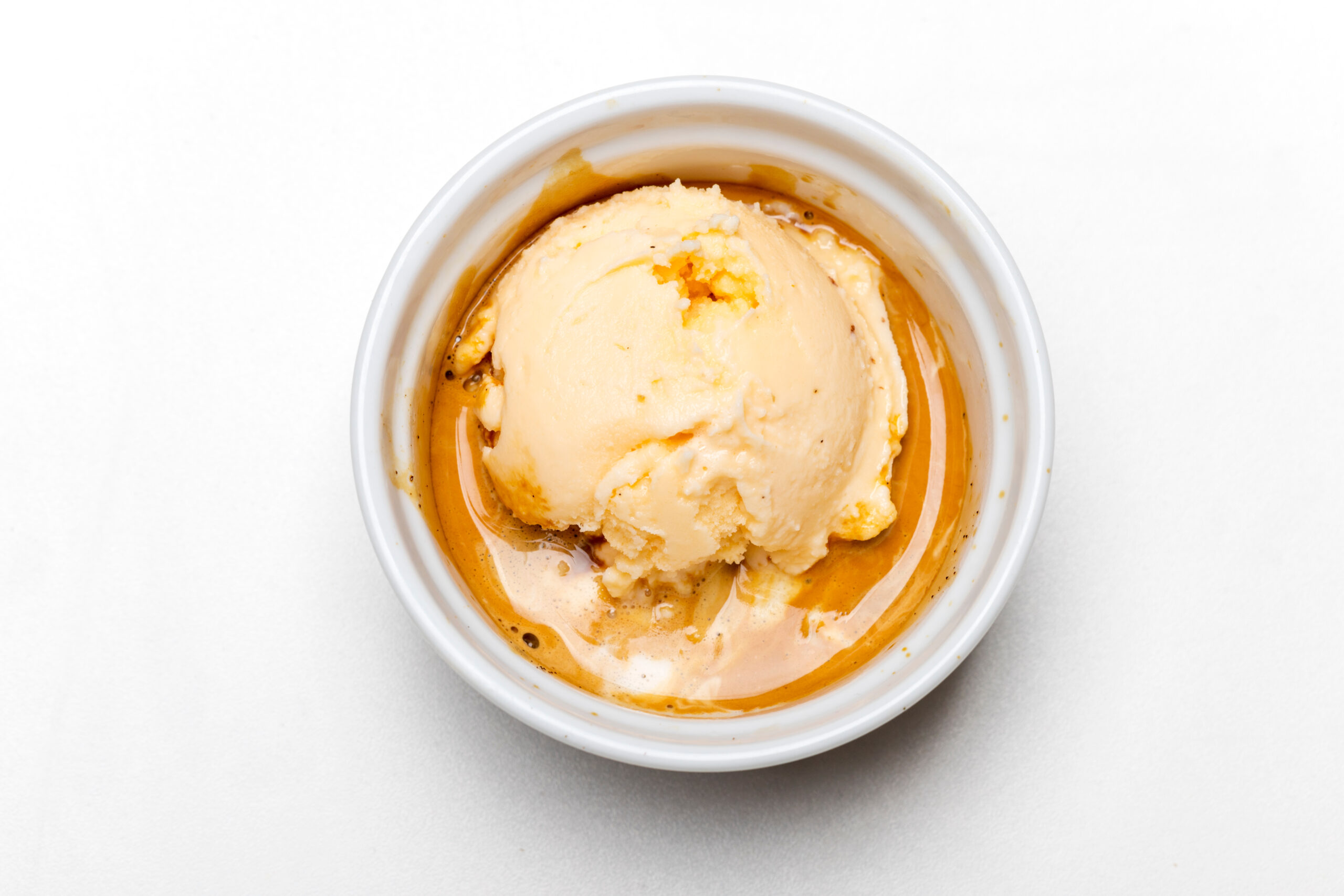 Hot espresso poured over gelato