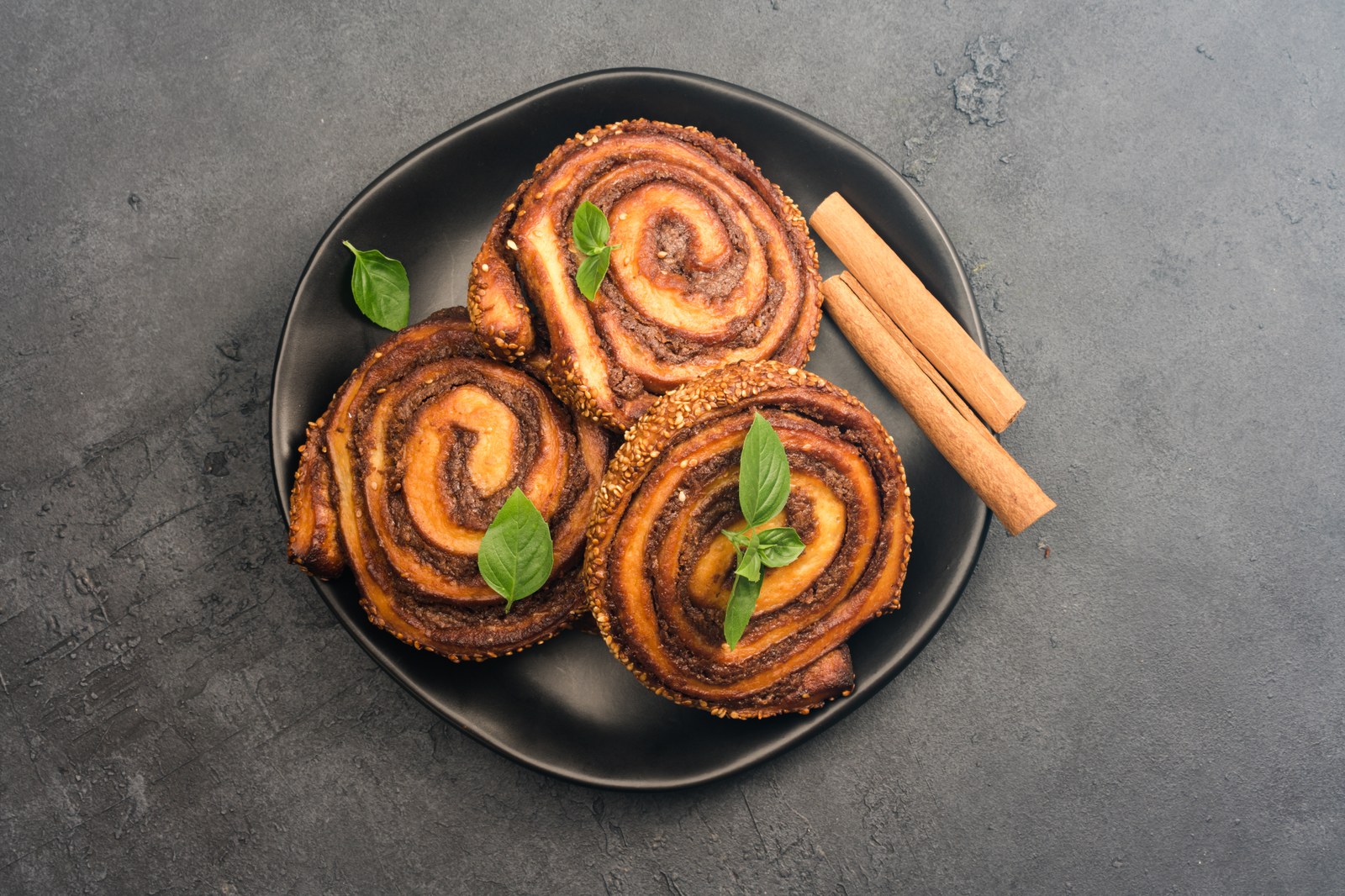 Black Sesame Tahini Cinnamon Rolls
