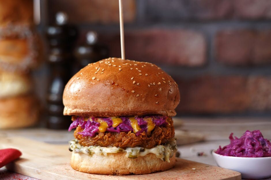 Spicy Korean Chicken Sandwich with Pickled Slaw