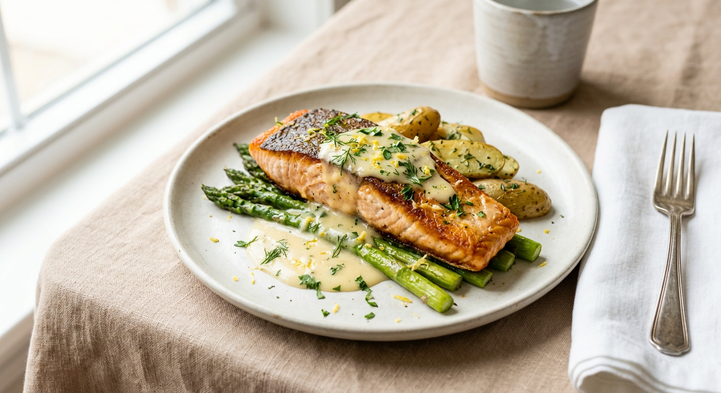 Pan-Seared Salmon with Lemon Beurre Blanc Sauce