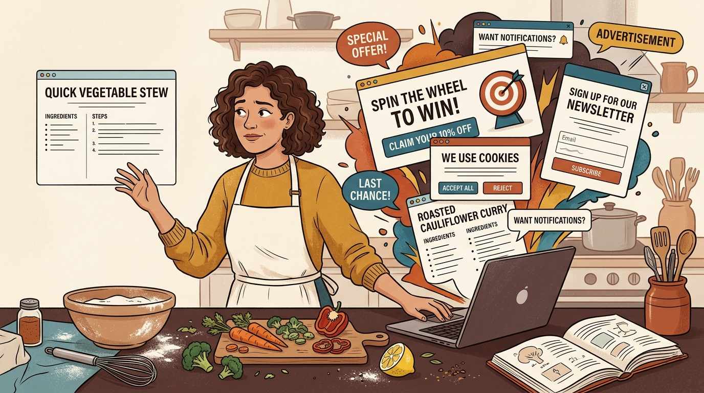 Recipe sites without popups