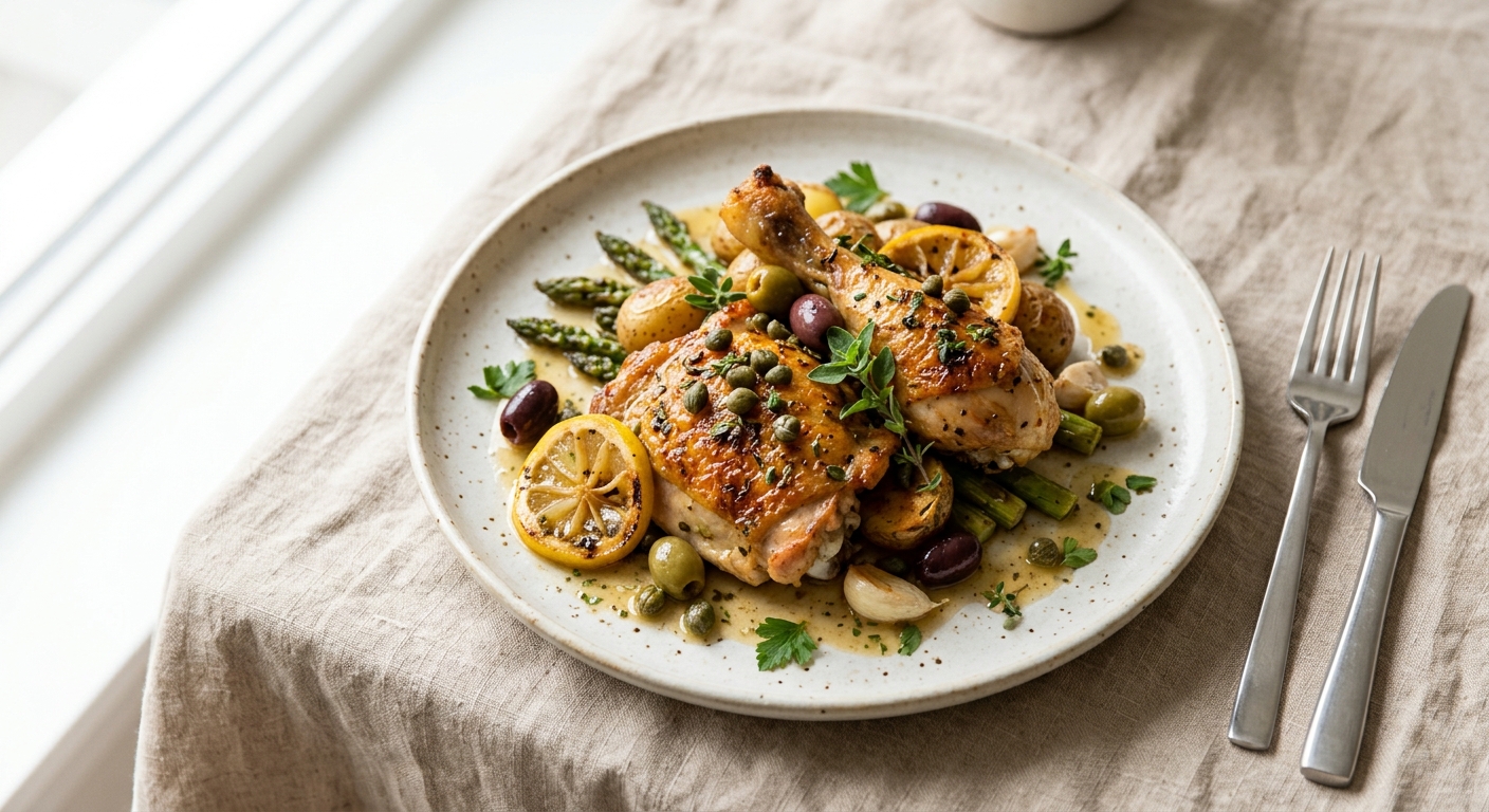 Baked Lemon Chicken with Capers and Olives