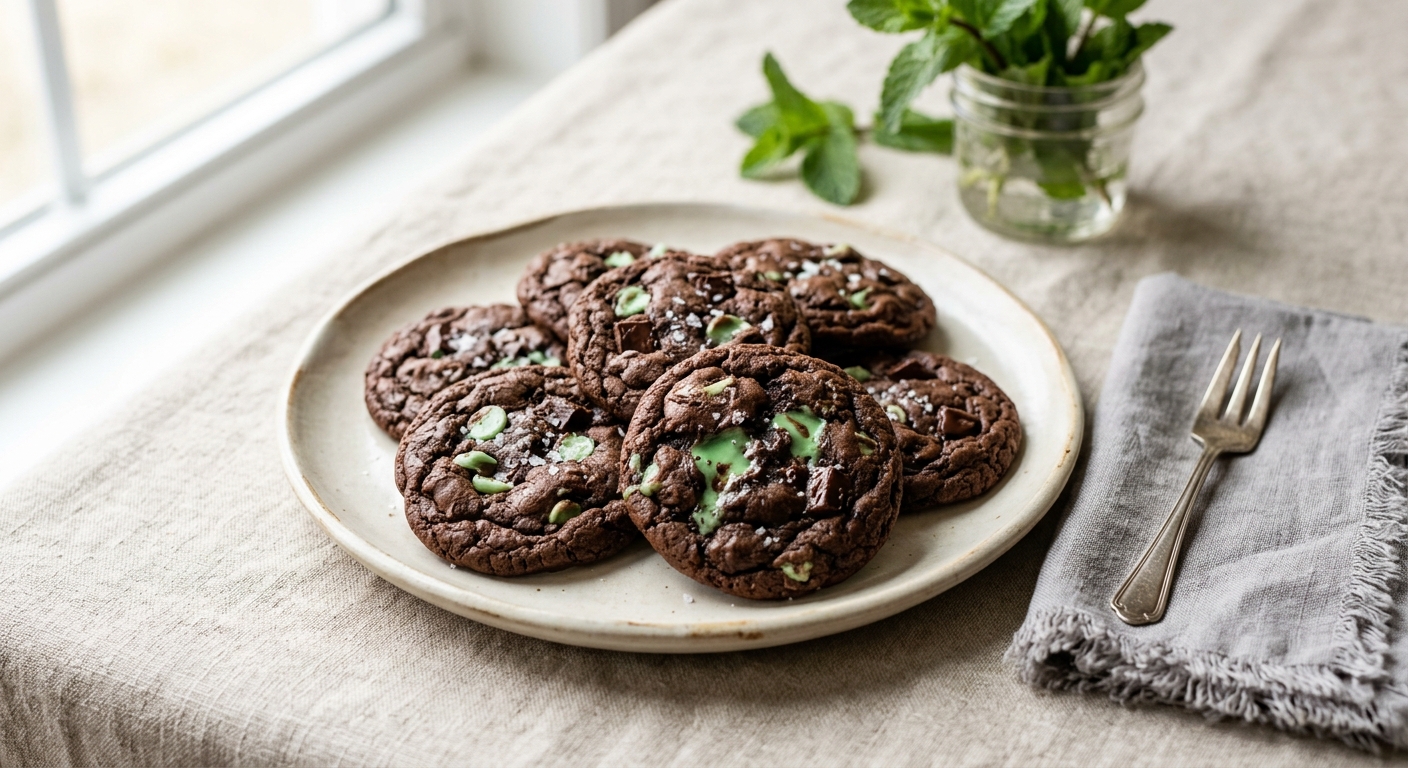 Chocolate Mint Cookies with Andes Chips