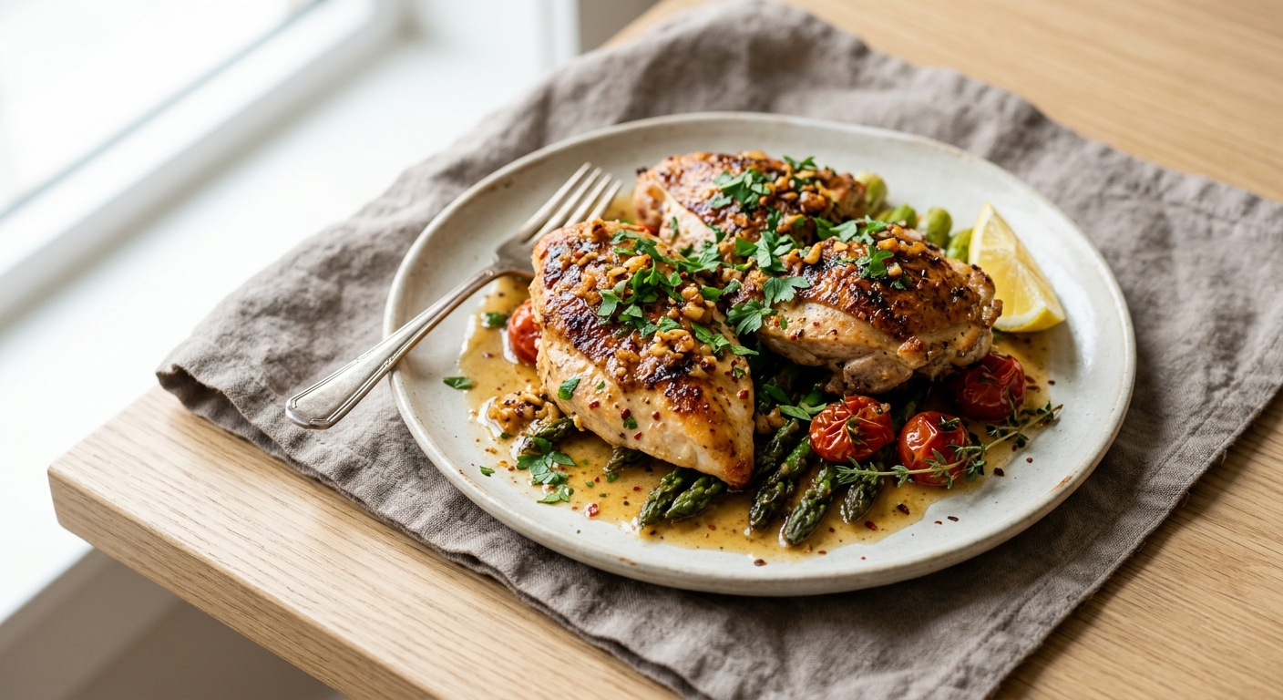 Garlic Butter Chicken Seared and Oven-Finished