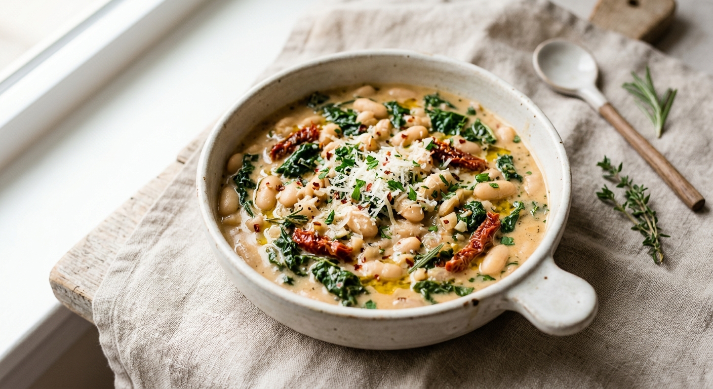 Creamy Tuscan White Bean Skillet