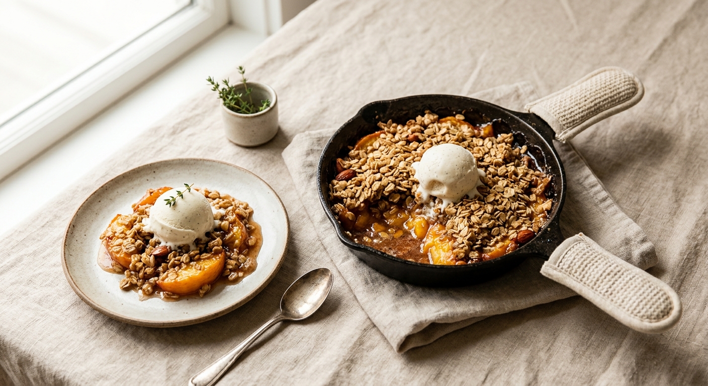 Cast-Iron Skillet Peach Crisp with Cardamom Oats