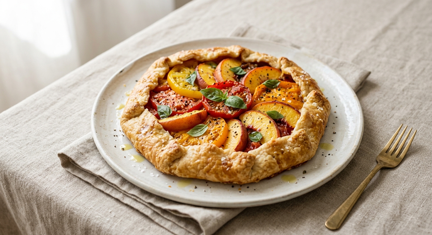 Heirloom Tomato and Peach Galette