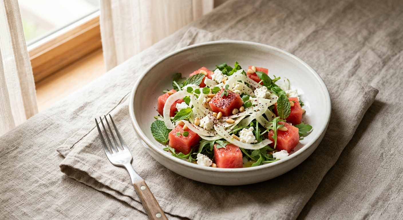 Watermelon, Shaved Fennel, and Feta Salad
