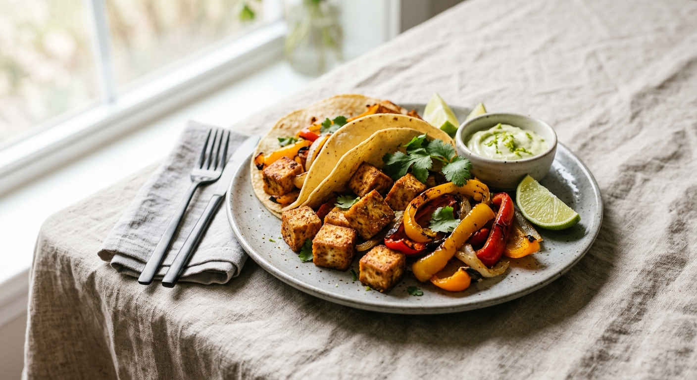 Sheet-Pan Crispy Tofu Fajitas