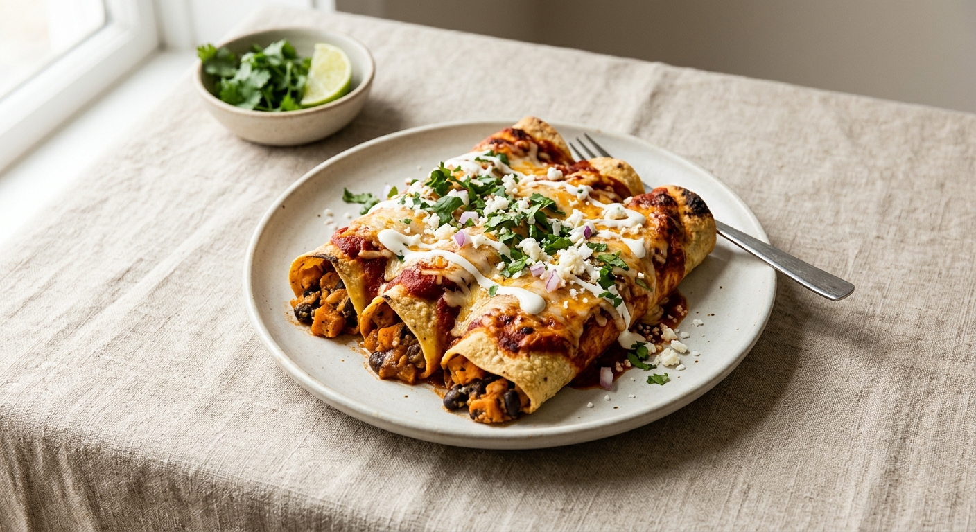 Sweet Potato and Black Bean Enchiladas